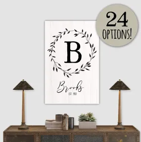 Family Initials Wall Art on Canvas